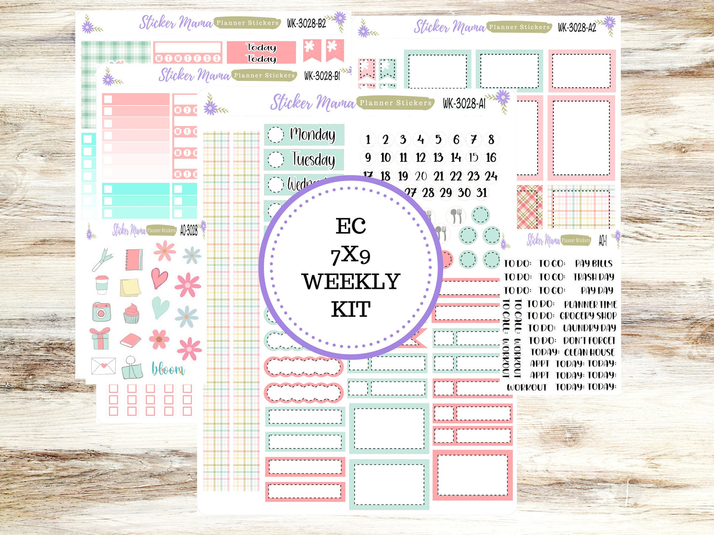 ERIN CONDREN WK-3028 - Spring Plaid   || Weekly Planner Kit || Erin Condren || Hourly Planner Kit || Vertical Planner Kit