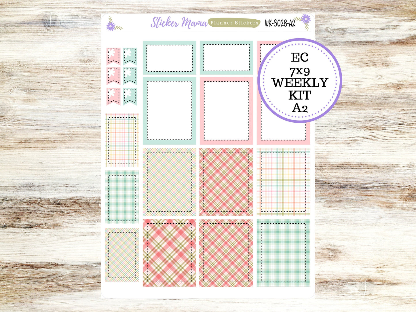 ERIN CONDREN WK-3028 - Spring Plaid   || Weekly Planner Kit || Erin Condren || Hourly Planner Kit || Vertical Planner Kit