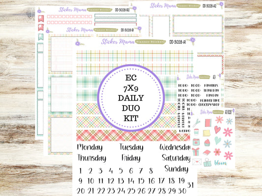 ERIN CONDREN Daily Duo 7x9-Kit #3028  || Spring Plaid  || Planner Stickers - Daily Duo 7x9 Planner - Daily Duo Stickers - Daily Planner