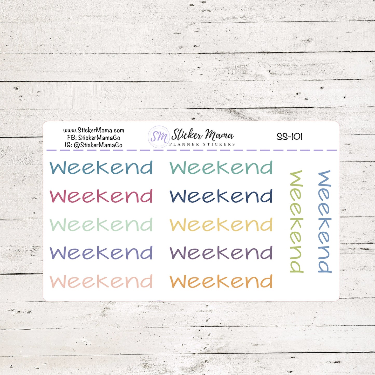 SS-101 - WEEKEND JenPlans SCRIPT Planner Stickers - Script Stickers