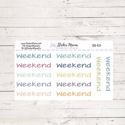 SS-101 - WEEKEND JenPlans SCRIPT Planner Stickers - Script Stickers