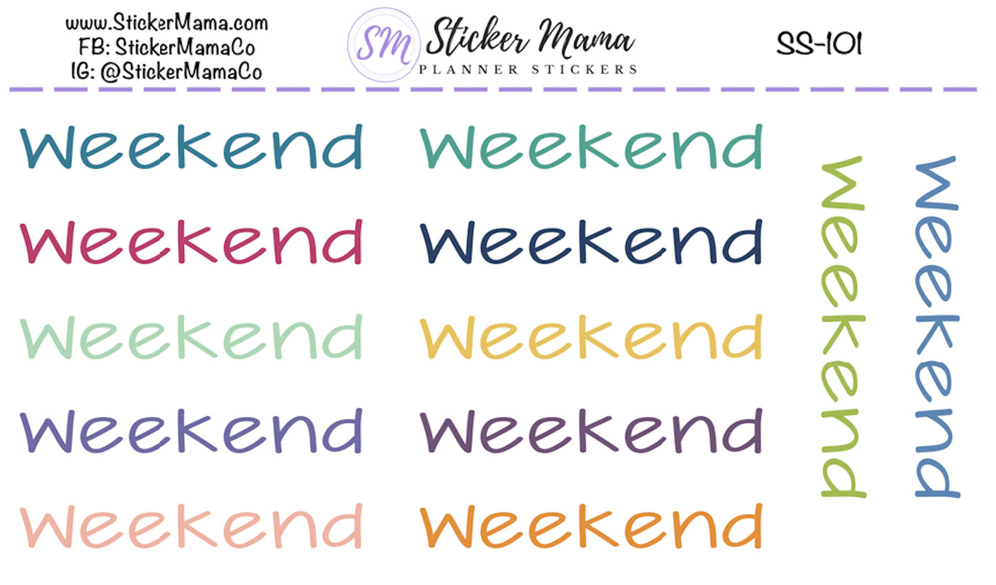 SS-101 - WEEKEND JenPlans SCRIPT Planner Stickers - Script Stickers