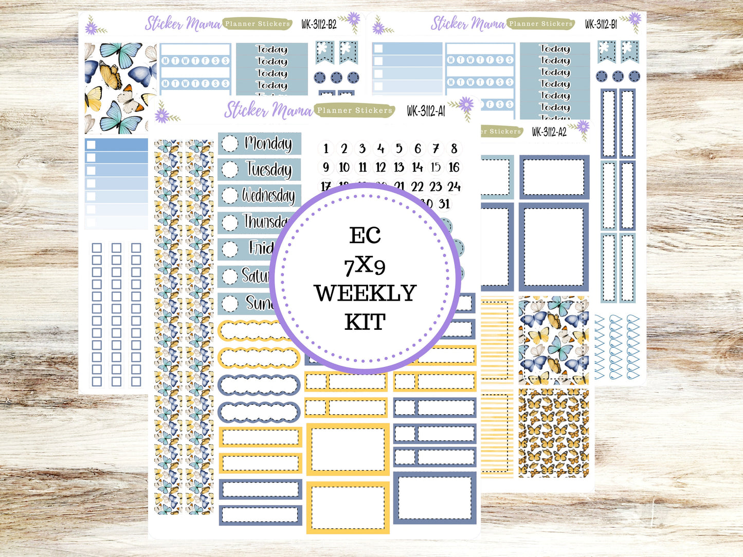 ERIN CONDREN WK-3112 - Spring Butterly Kit  || Weekly Planner Kit || Erin Condren || Hourly Planner Kit || Vertical Planner Kit