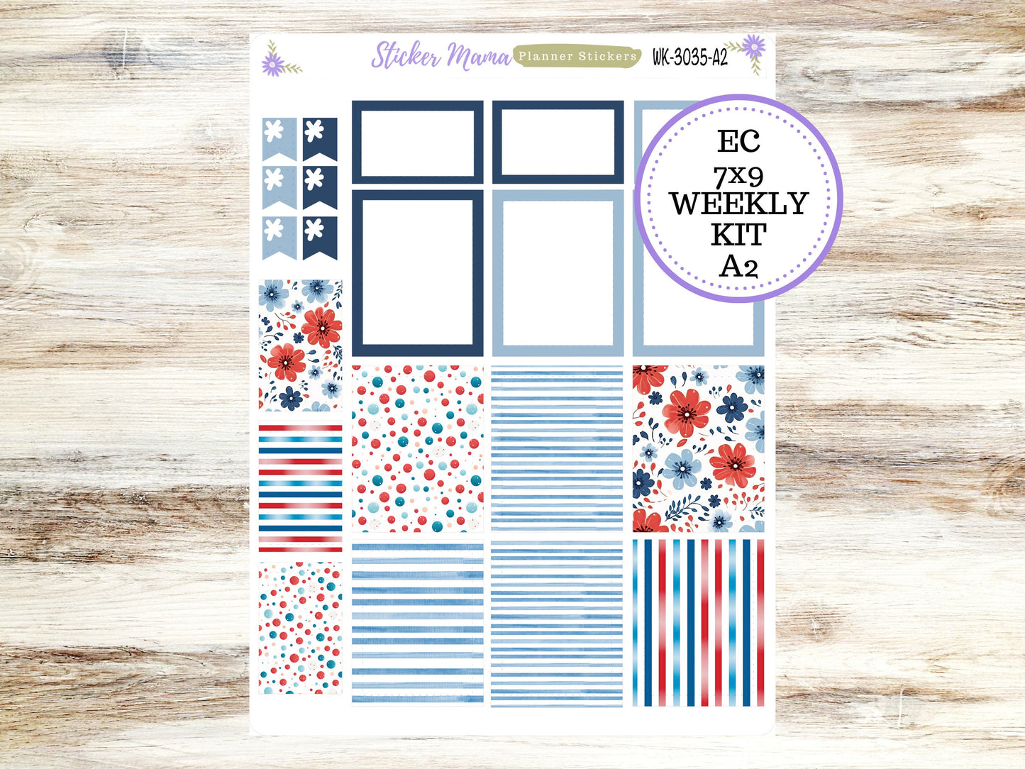 ERIN CONDREN WK-3035 - American Dream Kit  || Weekly Planner Kit || Erin Condren || Hourly Planner Kit || Vertical Planner Kit