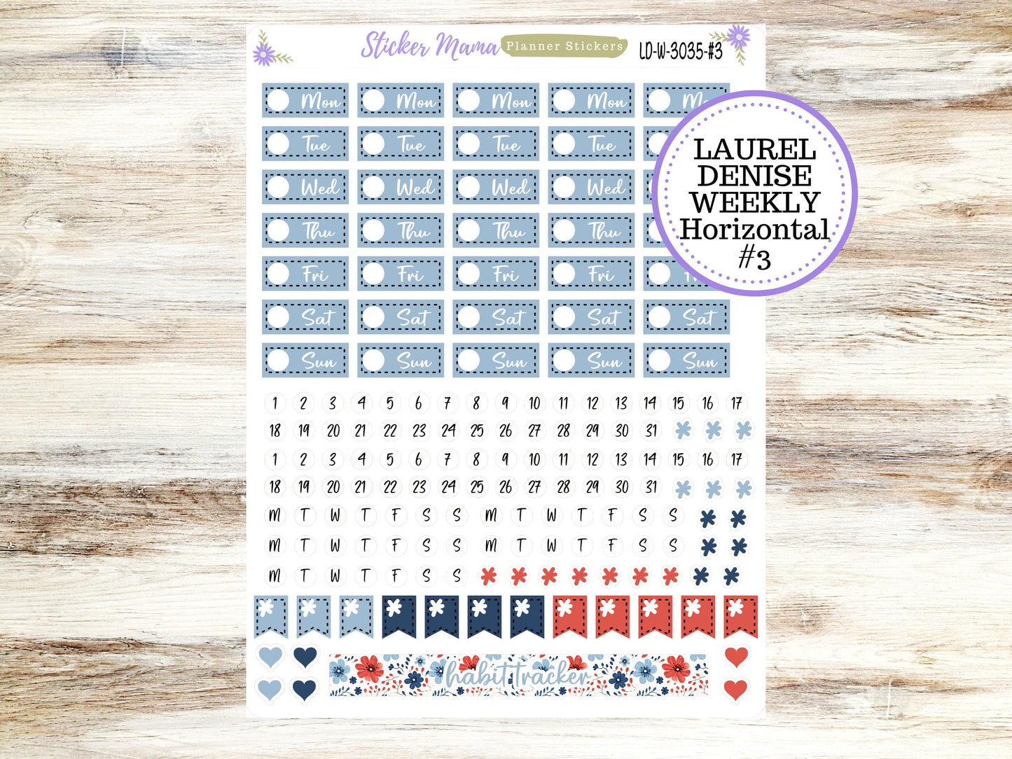 LAUREL DENISE PLANNER Kit #3035 || Laurel Denise Kit || Laurel Denise Stickers || Laurel Denise Horizontal Vertical || JuLY Laurel Denise