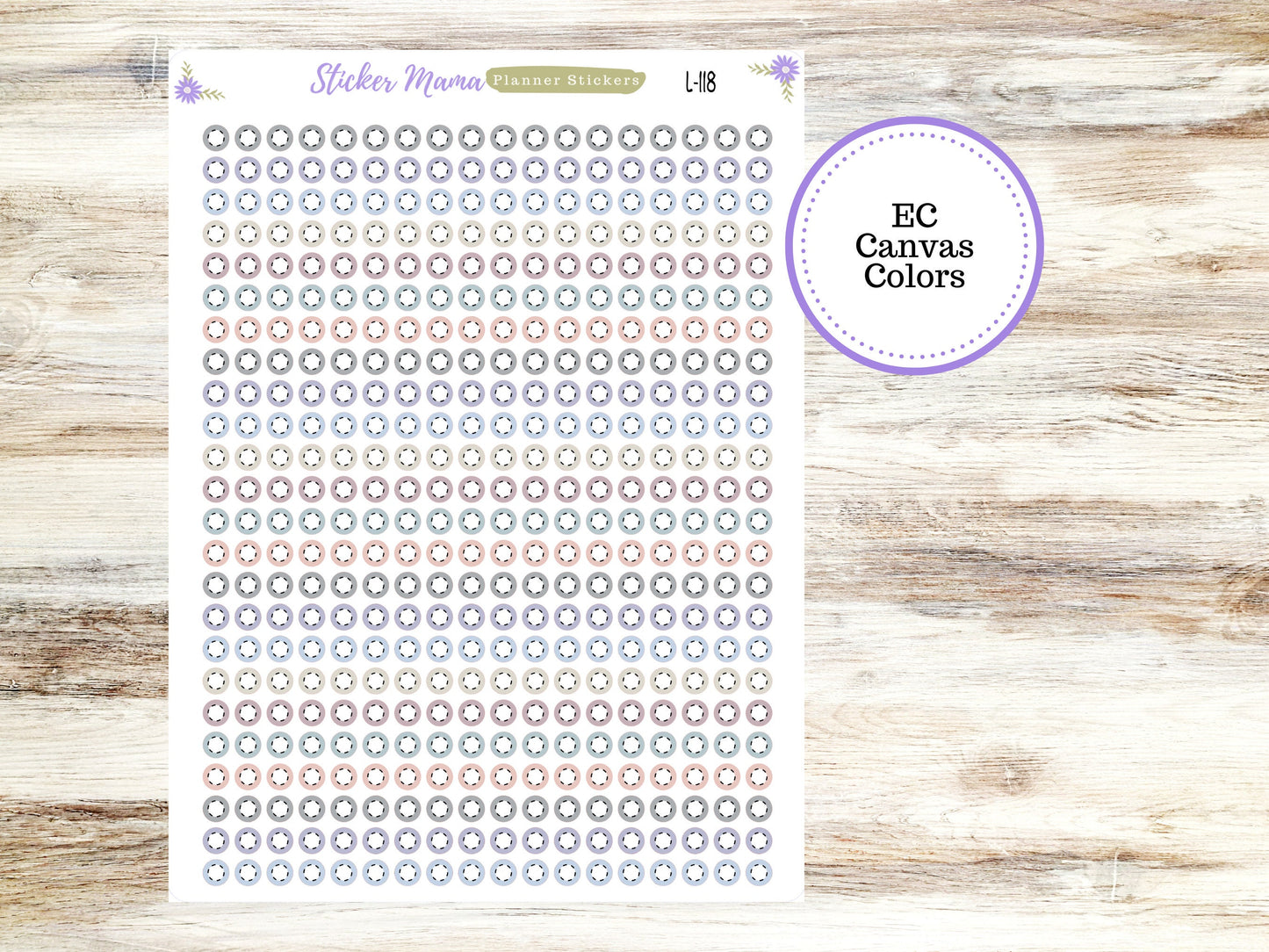 EC COLOR CIRCLES w/dashed white middle || Erin Condren Dots || 2024-2025 Colors || Evolve, Bold Blooms, Canvas