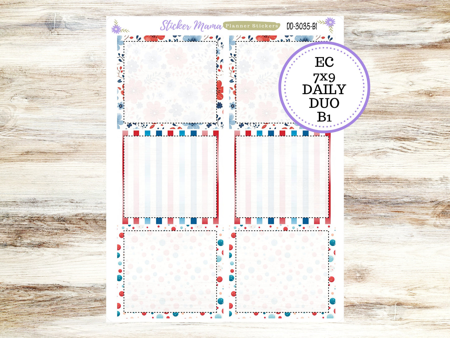 DAILY DUO 7x9-Kit #3035 || American Dream Kit  || Erin Condren Planner Stickers - Daily Duo 7x9 Planner - Daily Duo Stickers - Daily Planner