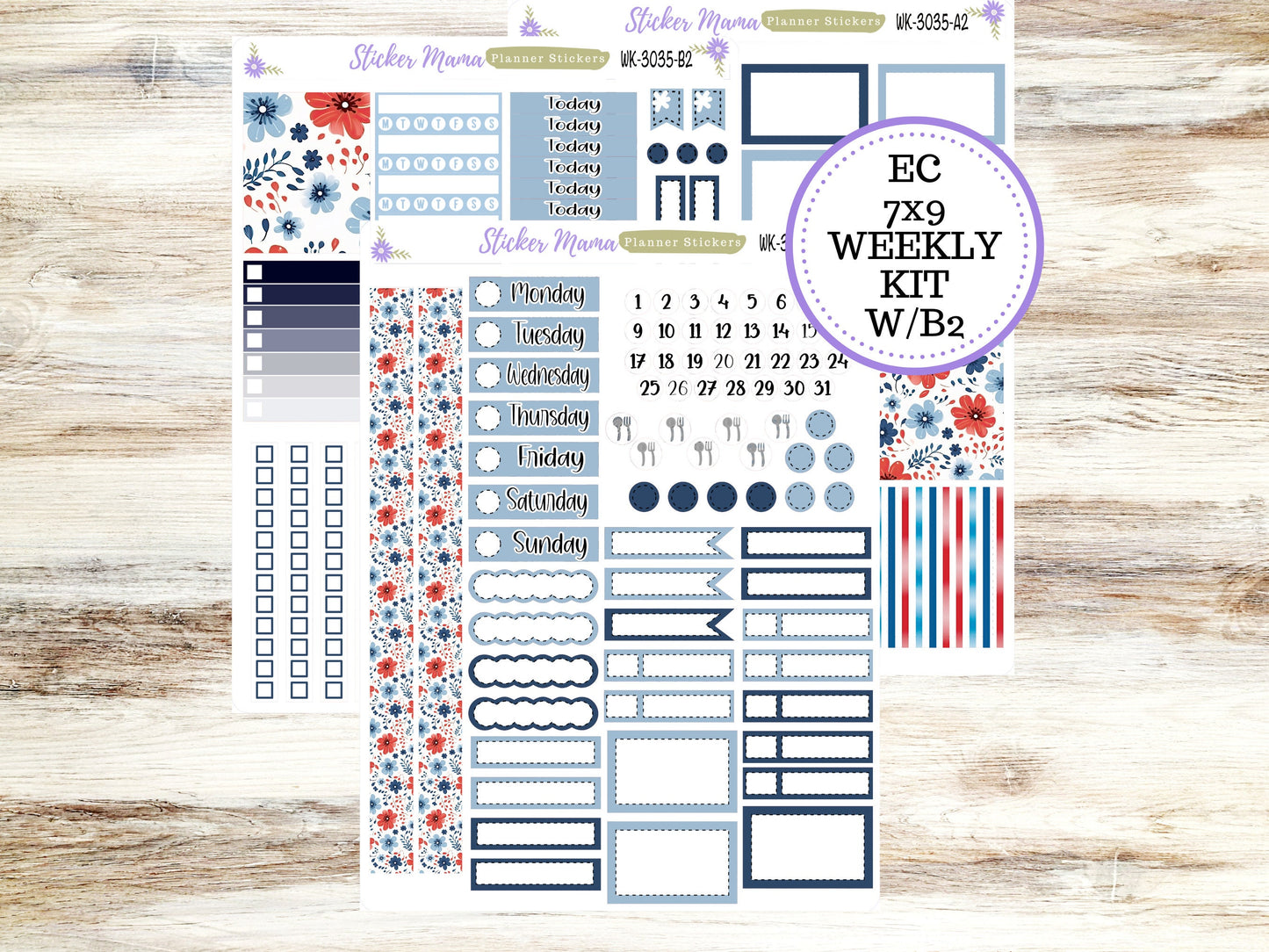 ERIN CONDREN WK-3035 - American Dream Kit  || Weekly Planner Kit || Erin Condren || Hourly Planner Kit || Vertical Planner Kit