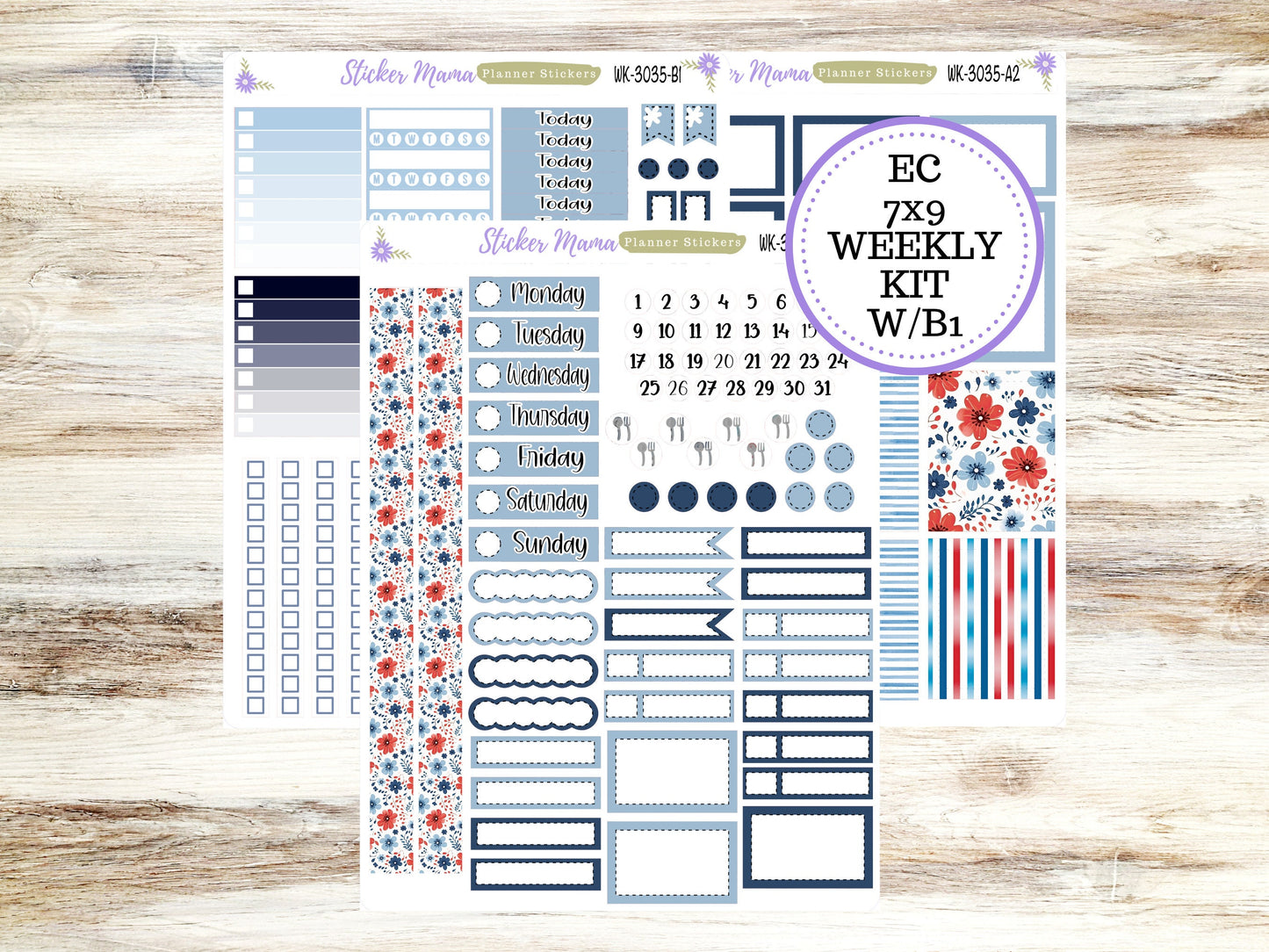 ERIN CONDREN WK-3035 - American Dream Kit  || Weekly Planner Kit || Erin Condren || Hourly Planner Kit || Vertical Planner Kit