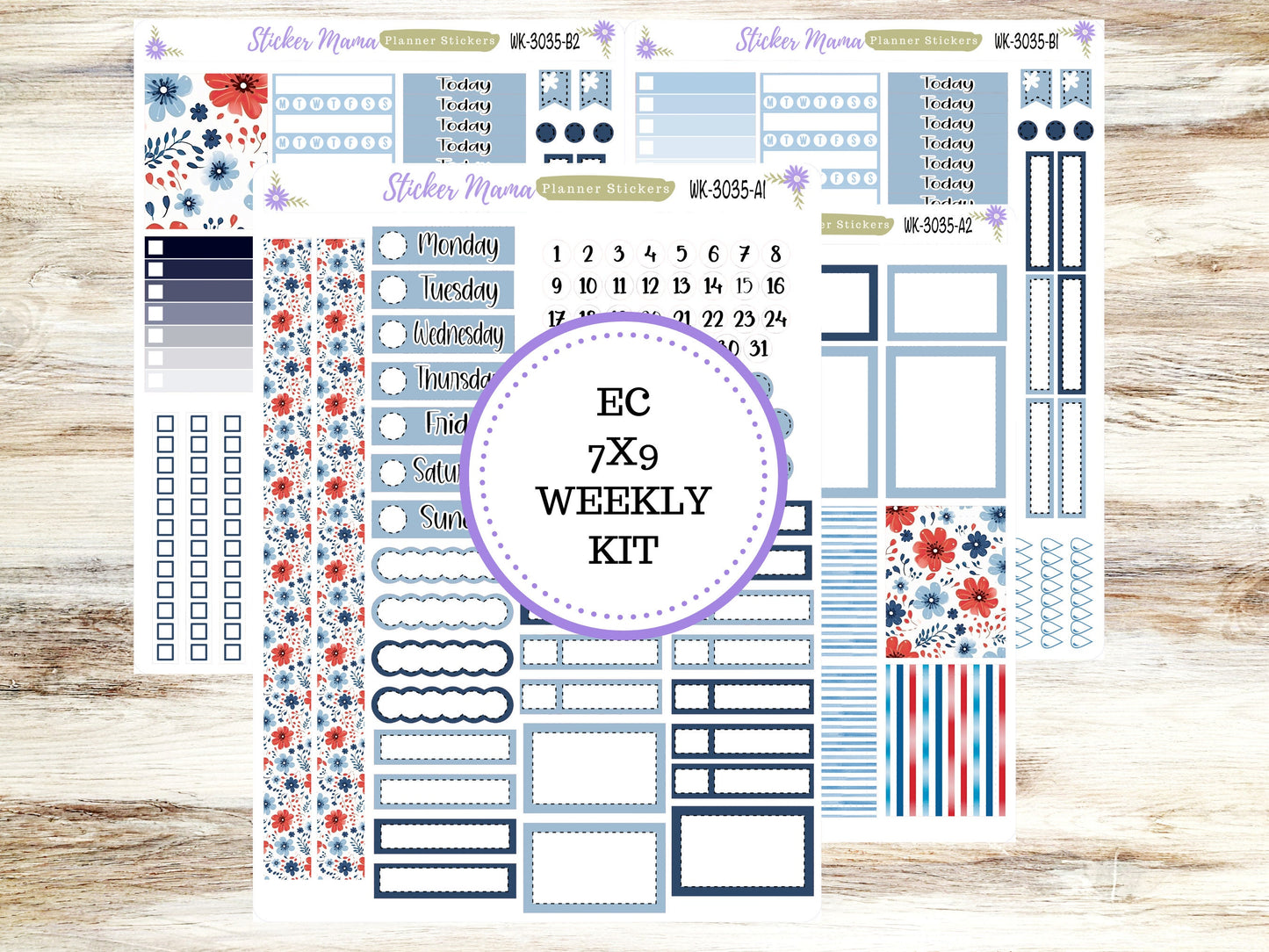 ERIN CONDREN WK-3035 - American Dream Kit  || Weekly Planner Kit || Erin Condren || Hourly Planner Kit || Vertical Planner Kit