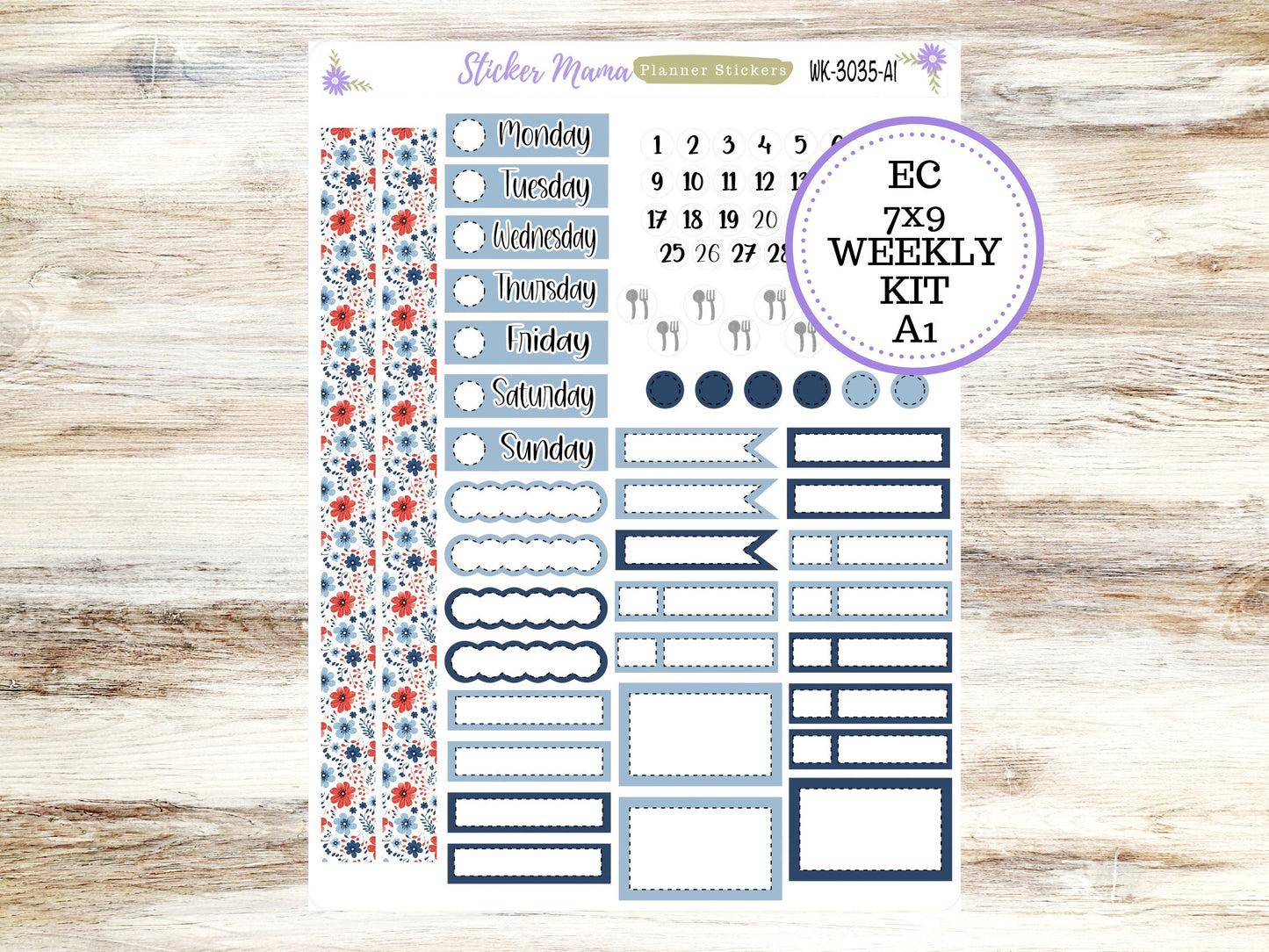 ERIN CONDREN WK-3035 - American Dream Kit  || Weekly Planner Kit || Erin Condren || Hourly Planner Kit || Vertical Planner Kit