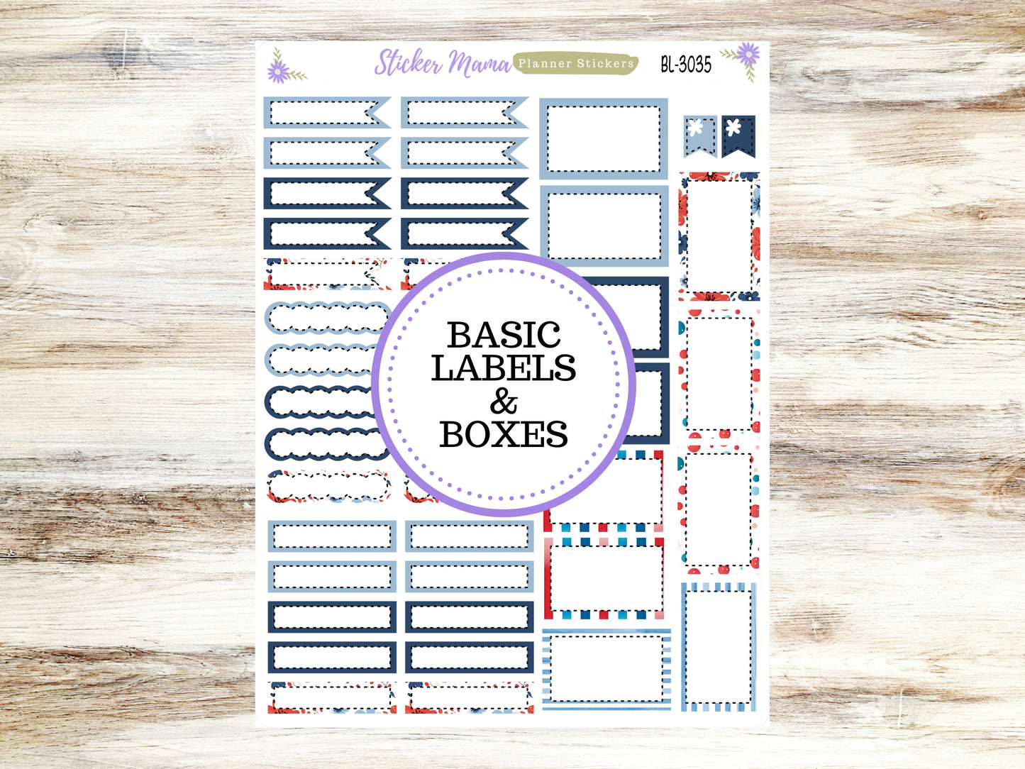 BL-3035 ||  American Dream Stickers ||  Basic Label Stickers -  - Half Boxes - Planner Stickers - Full Box for Planners