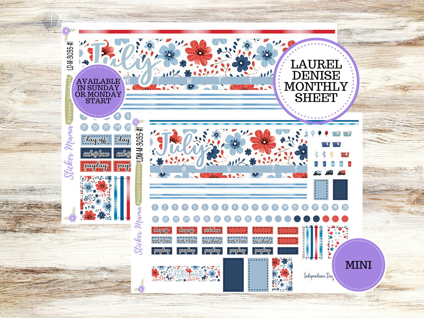 LAUREL DENISE PLANNER Kit #3035 || Laurel Denise Kit || Laurel Denise Stickers || Laurel Denise Horizontal Vertical || JuLY Laurel Denise