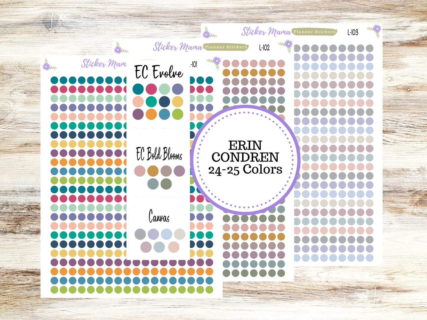 EC COLOR CIRCLES || Erin Condren Dots || 2024-2025 Colors || Evolve, Bold Blooms, Canvas