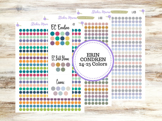 EC COLOR CIRCLES || Erin Condren Dots || 2024-2025 Colors || Evolve, Bold Blooms, Canvas