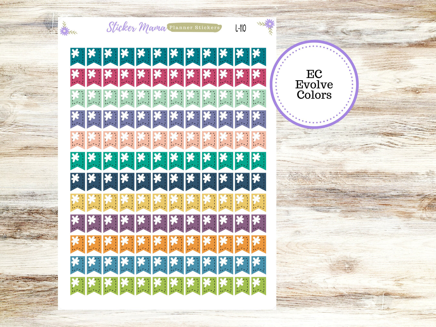 EC COLOR FLAGS - Dashed || Erin Condren Flags || 2024-2025 Colors || Evolve, Bold Blooms, Canvas