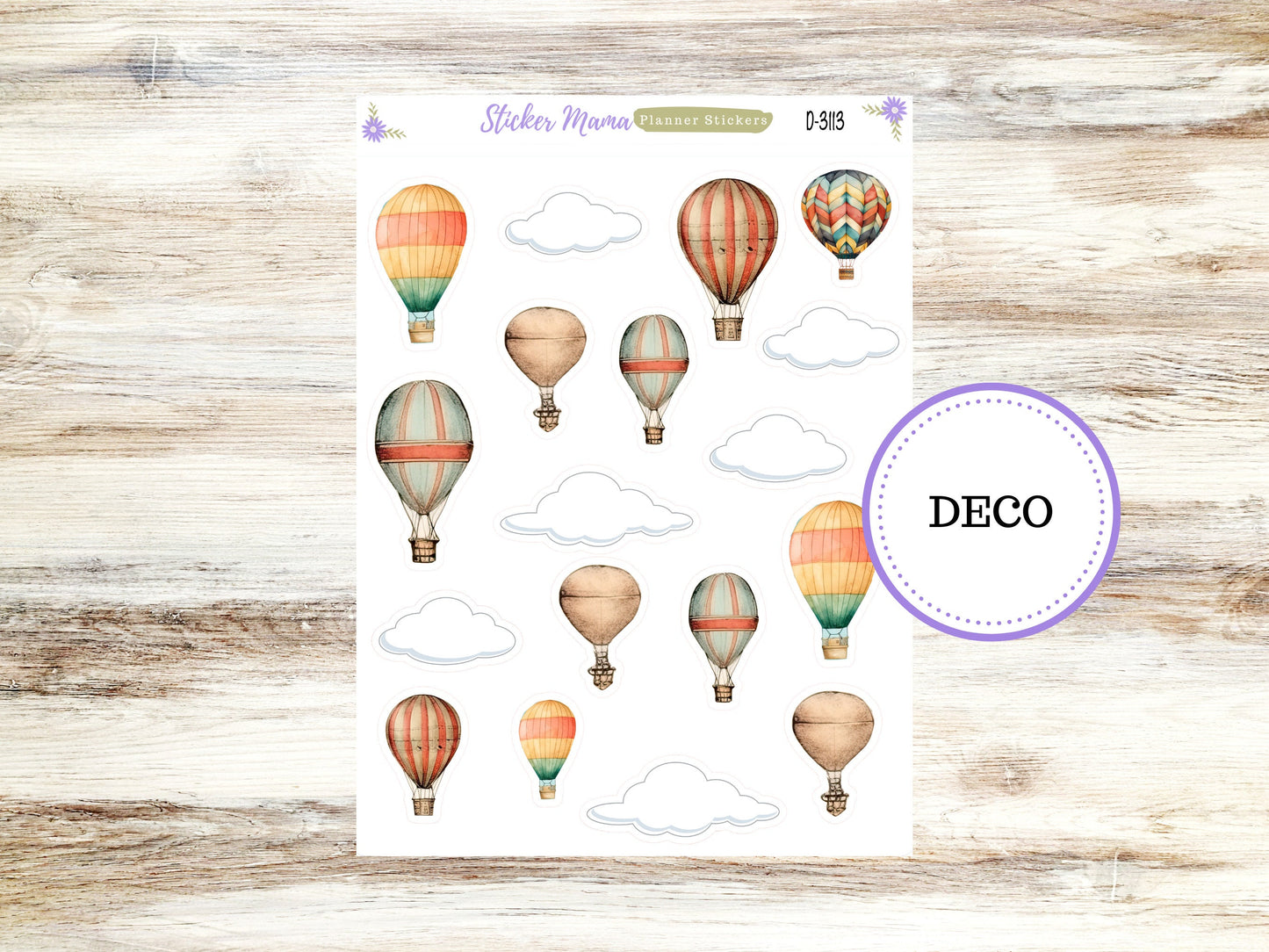 DECO-3113 || Hot Air Balloon Deco || PLANNER STICKERS || Summer Stickers ||