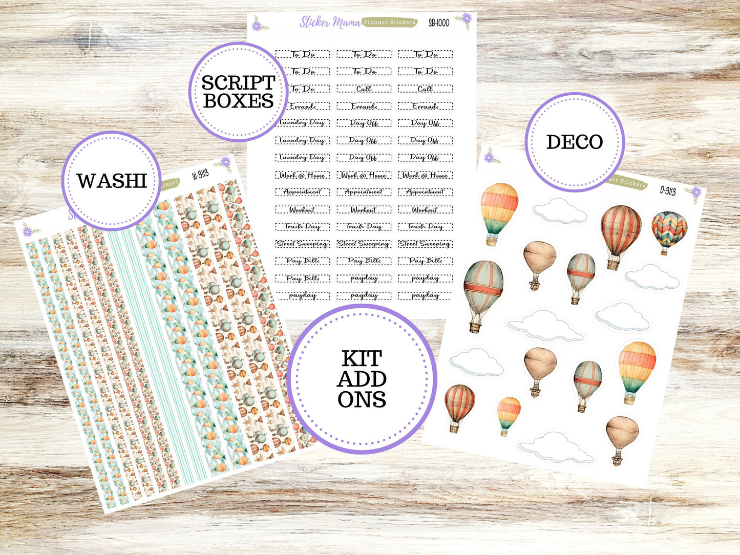 JOURNALING KIT  || #3113 || Hot Air Balloons  || Journal Planner || Planner Stickers || Journal Stickers