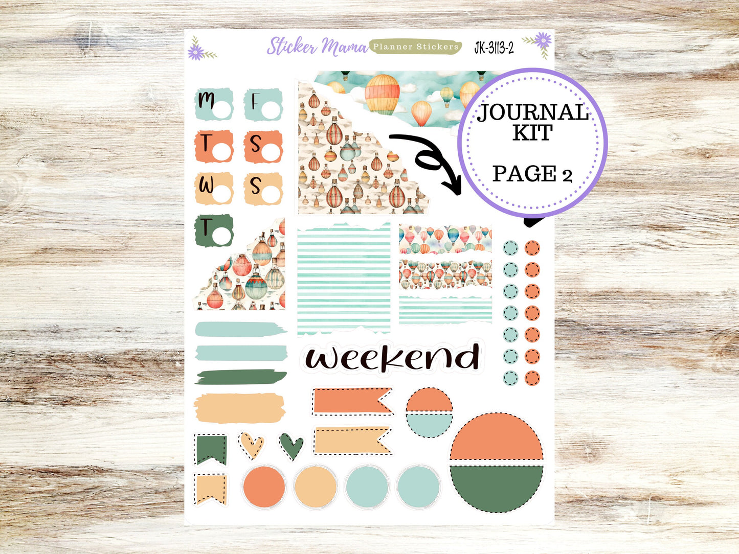 JOURNALING KIT  || #3113 || Hot Air Balloons  || Journal Planner || Planner Stickers || Journal Stickers