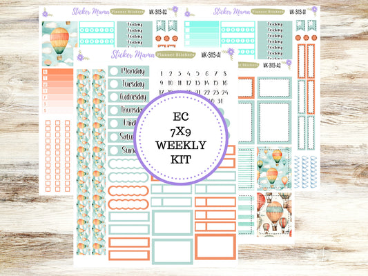 ERIN CONDREN WK-3113 - Hot Air Balloons  || Weekly Planner Kit || Erin Condren || Hourly Planner Kit || Vertical Planner Kit