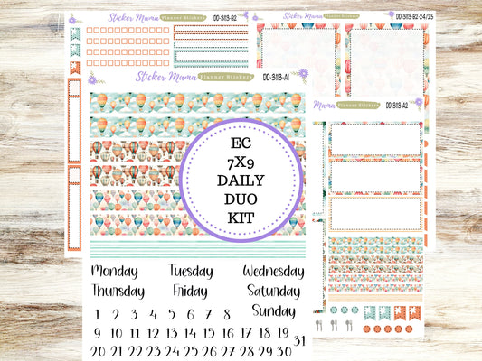 ERIN CONDREN Daily Duo 7x9-Kit #3113 ||  Hot Air Balloons  || Erin Condren Planner Stickers - Daily Duo 7x9 Planner - Daily Duo Stickers