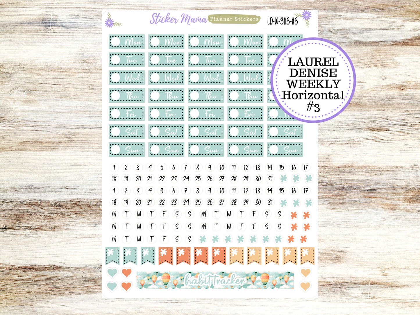 LAUREL DENISE PLANNER Kit #3113 || Laurel Denise Kit || Laurel Denise Stickers || Laurel Denise Horizontal Vertical || August Laurel Denise