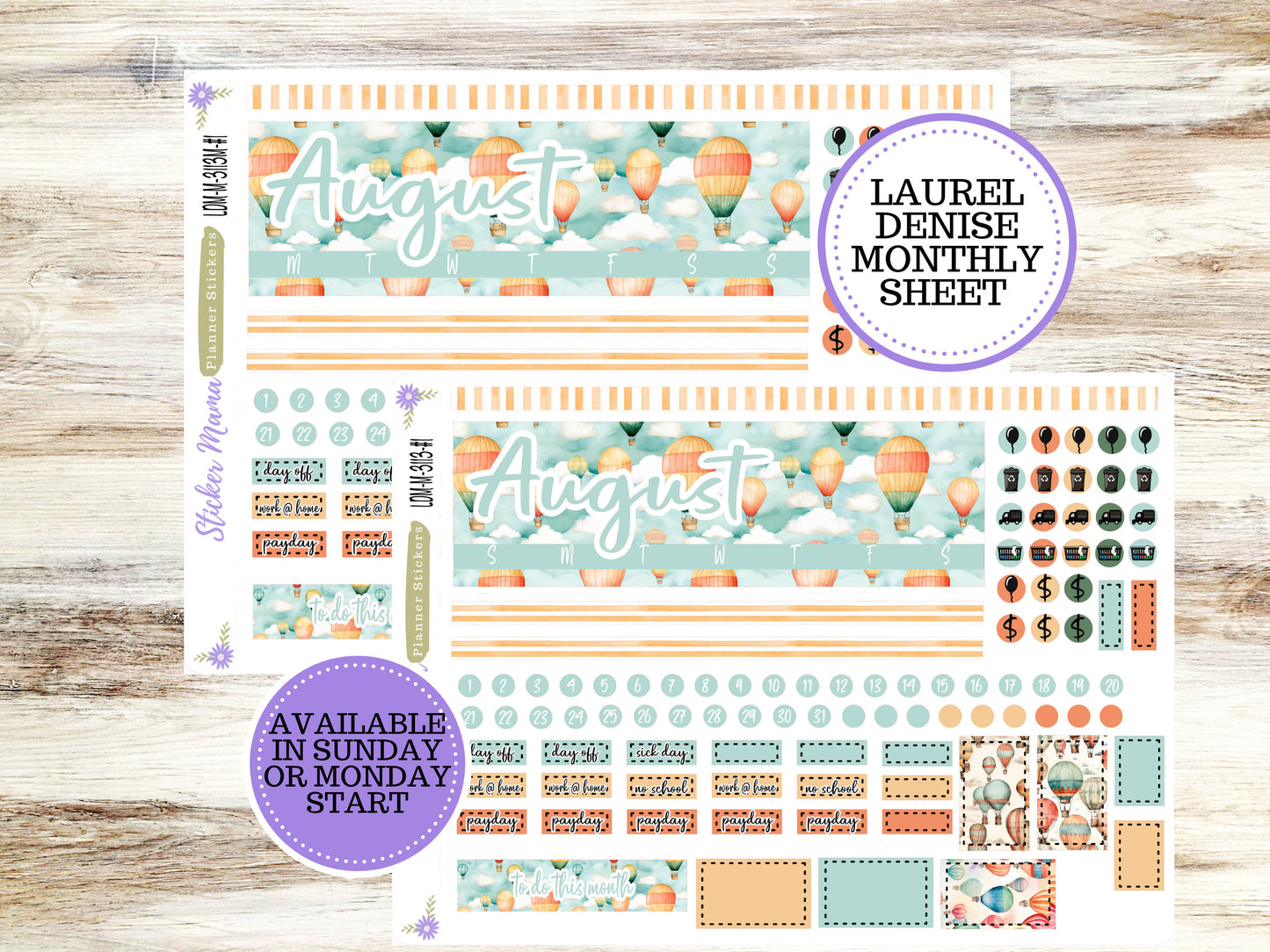 LAUREL DENISE MINI Planner Kit #3113 || Laurel Denise Kit || Laurel Denise Stickers || Laurel Denise Horizontal Vertical || August