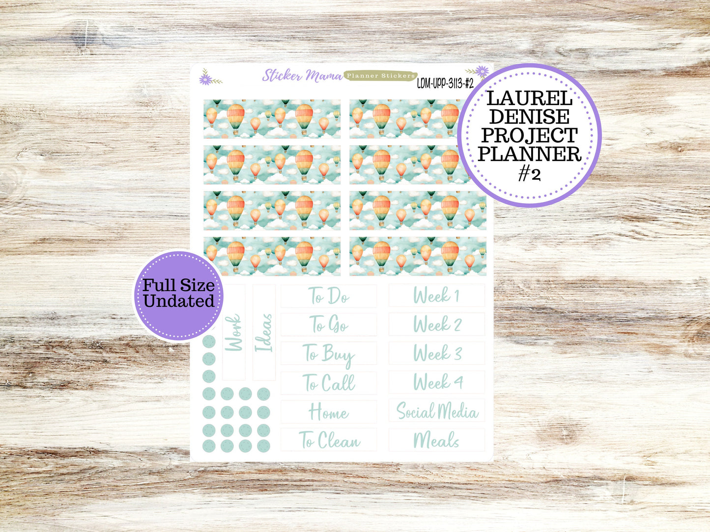 LAUREL DENISE PROJECT August Planner Kit #3113 || Hot Air Balloons || Laurel Denise Kit || Laurel Denise Stickers ||  || August ld