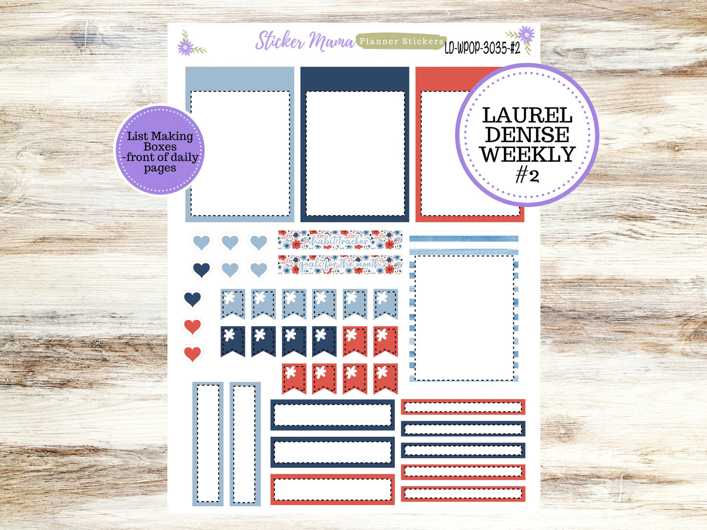 LAUREL DENISE PORTRAIT July Planner Kit #3035 || American Dream || Laurel Denise Kit || Laurel Denise Stickers ||  || July ld