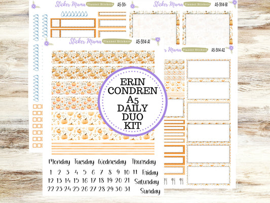 A5-DAILY DUO-Kit #3114  || Pumpkin Paradise  || Planner Stickers - Daily Duo A5 Planner - Daily Duo Stickers - Daily Planner