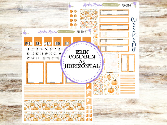 ERIN CONDREN A5 Horizontal || #3114 ||  Pumpkin Paradise Kit || A5 Weekly Kit || Planner Stickers || Erin Condren A5 Horizontal Weekly Kit