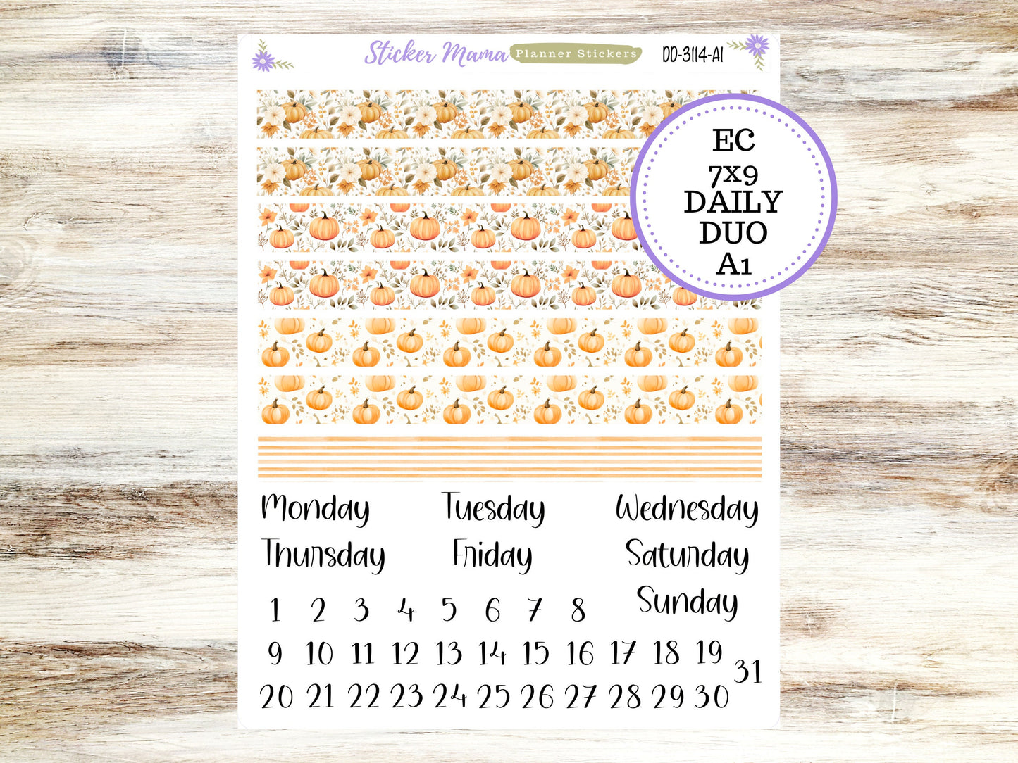 ERIN CONDREN Daily Duo 7x9-Kit #3114 || Pumpkin Paradise || Erin Condren Planner Stickers - Daily Duo 7x9 Planner - Daily Duo Stickers