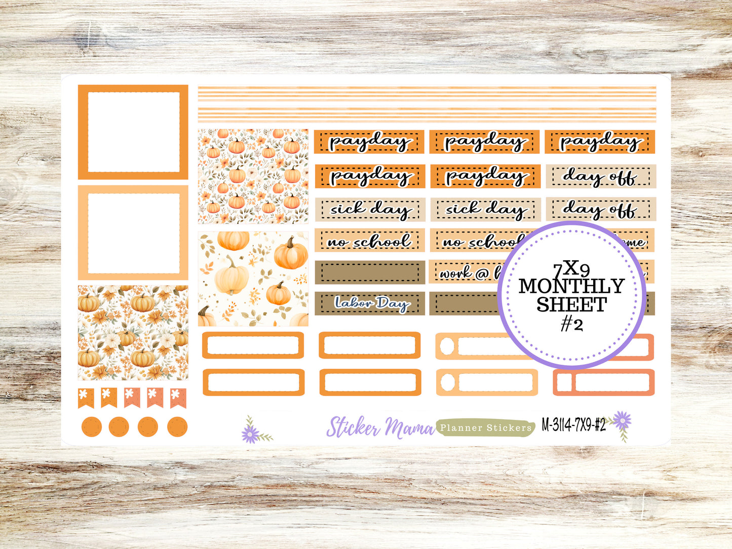 ERIN CONDREN Monthly Kit-3114 || 7X9 ||  Pumpkin Paradise Monthly  - 7x9 EC September Monthly Kit - September Monthly Planner Kits -