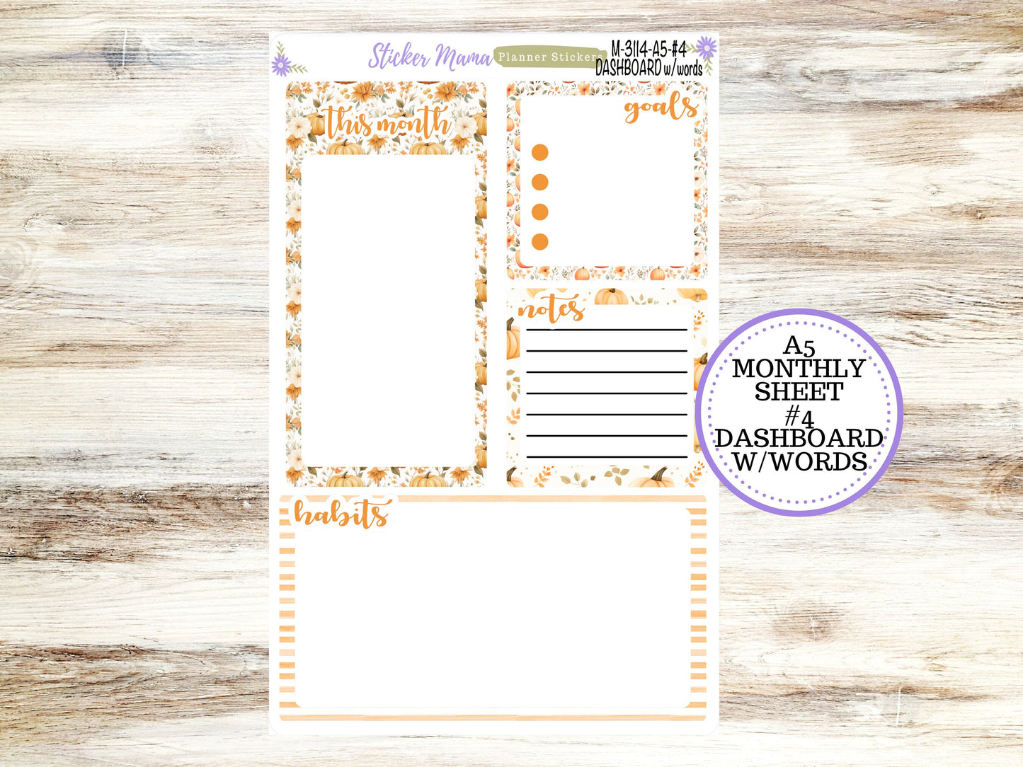 ERIN CONDREN Monthly  Kit-3114 || A5 || Pumpkin Paradise Stickers  || - ec September Monthly Kit - September Monthly Planner Kits - Monthly