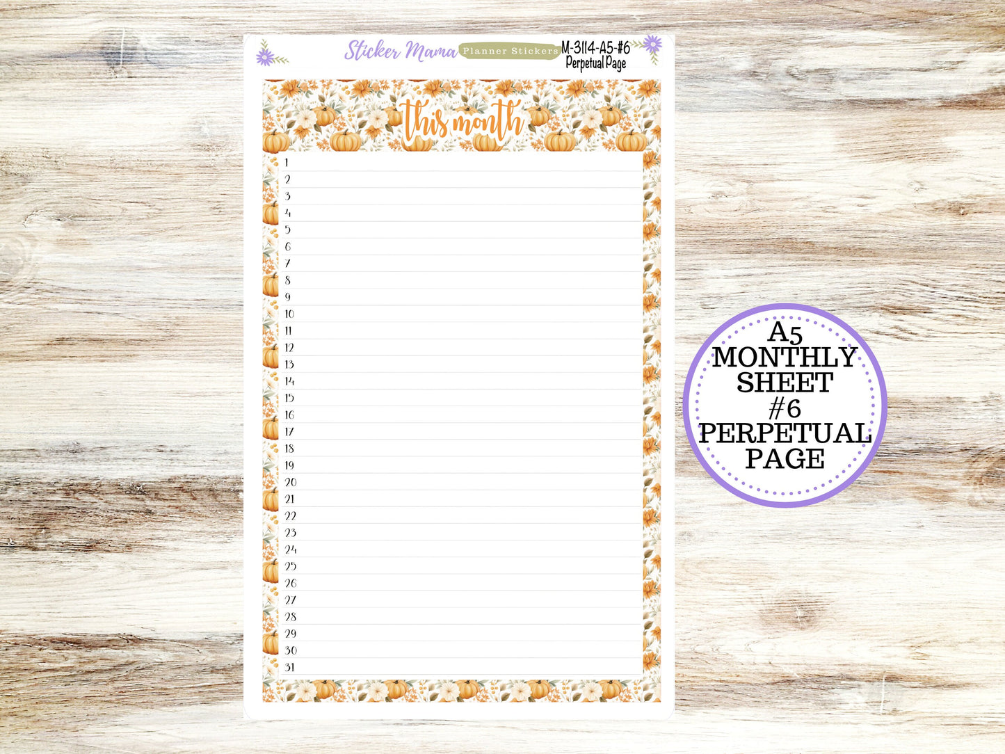 ERIN CONDREN Monthly  Kit-3114 || A5 || Pumpkin Paradise Stickers  || - ec September Monthly Kit - September Monthly Planner Kits - Monthly