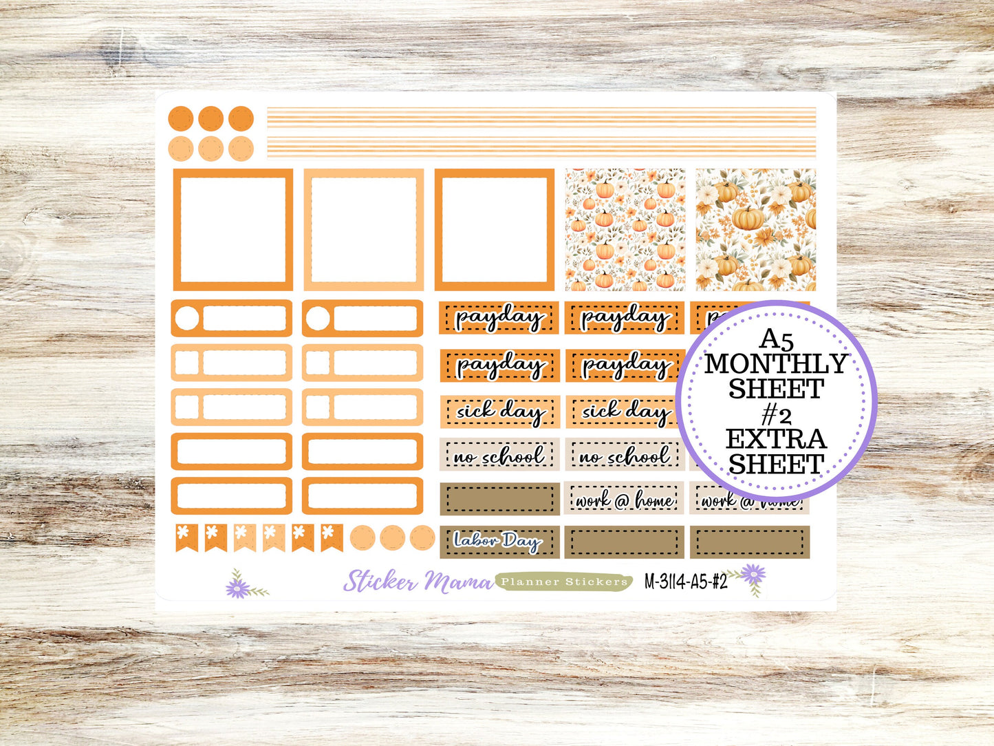 ERIN CONDREN Monthly  Kit-3114 || A5 || Pumpkin Paradise Stickers  || - ec September Monthly Kit - September Monthly Planner Kits - Monthly