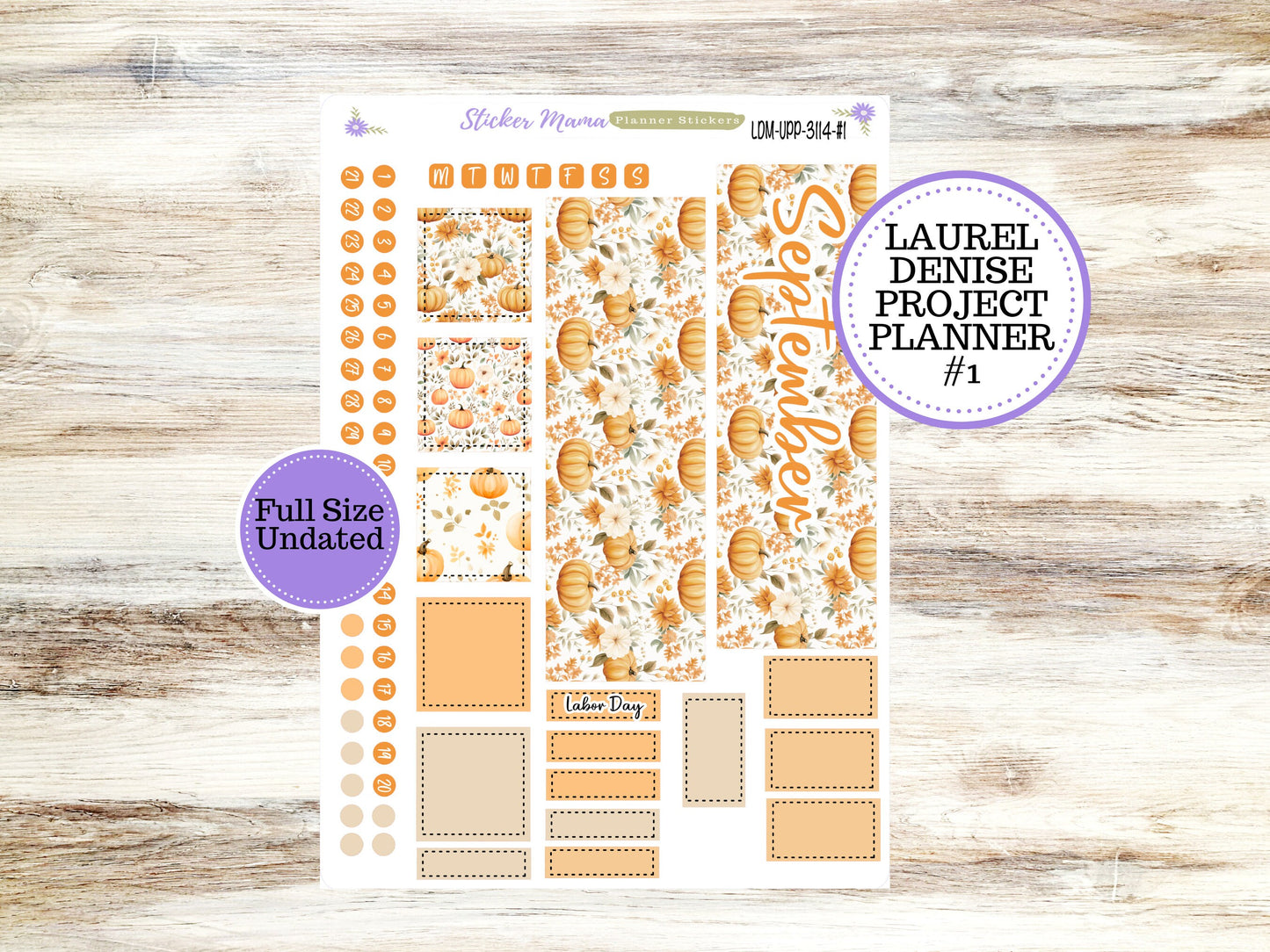 LAUREL DENISE PROJECT September Planner Kit #3114 || Pumpkin Paradise || Laurel Denise Kit || Laurel Denise Stickers ||  || September ld