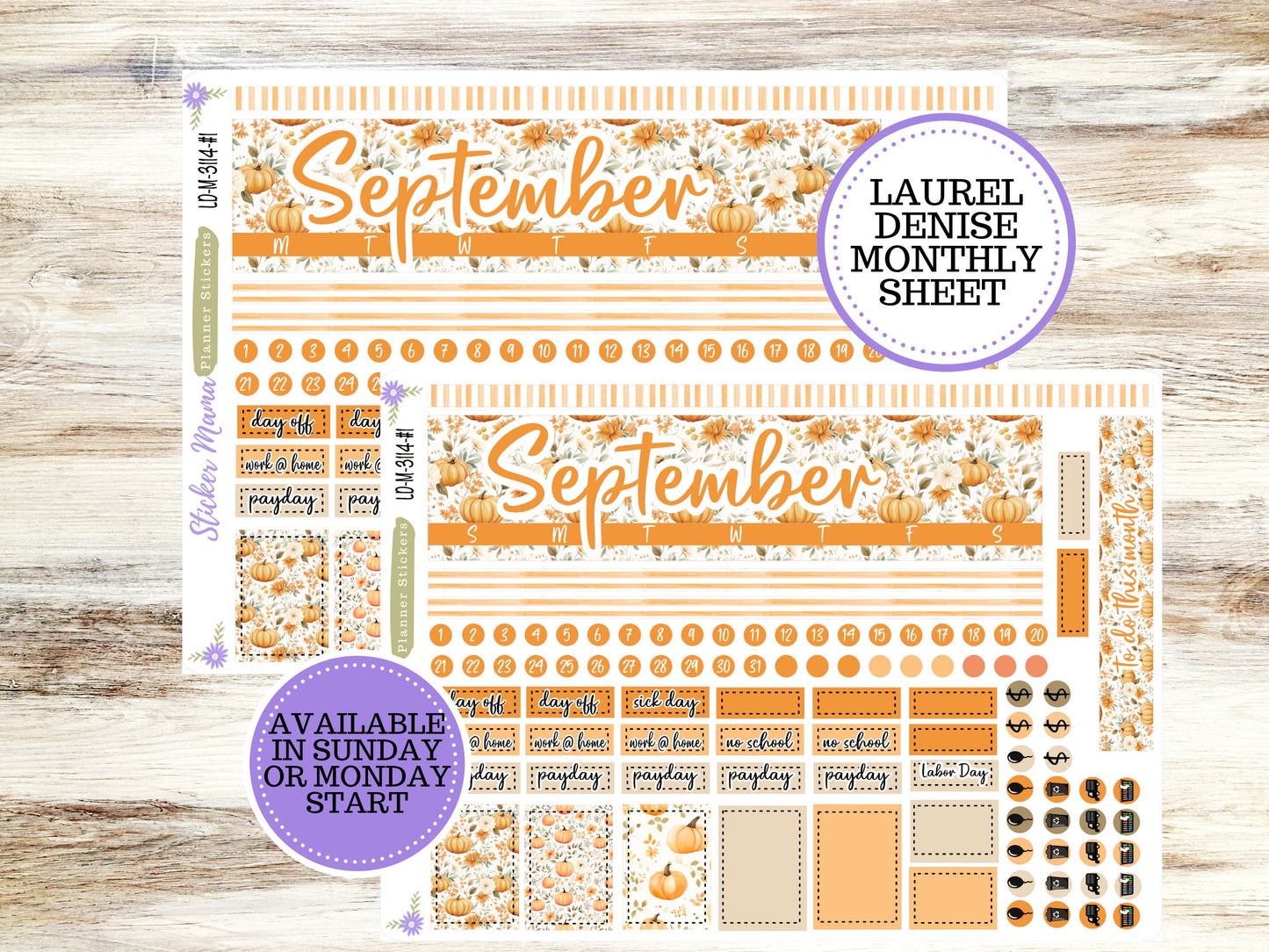 LAUREL DENISE PLANNER Kit #3114 || Laurel Denise Kit || Laurel Denise Stickers || Laurel Denise Horizontal Vertical || September