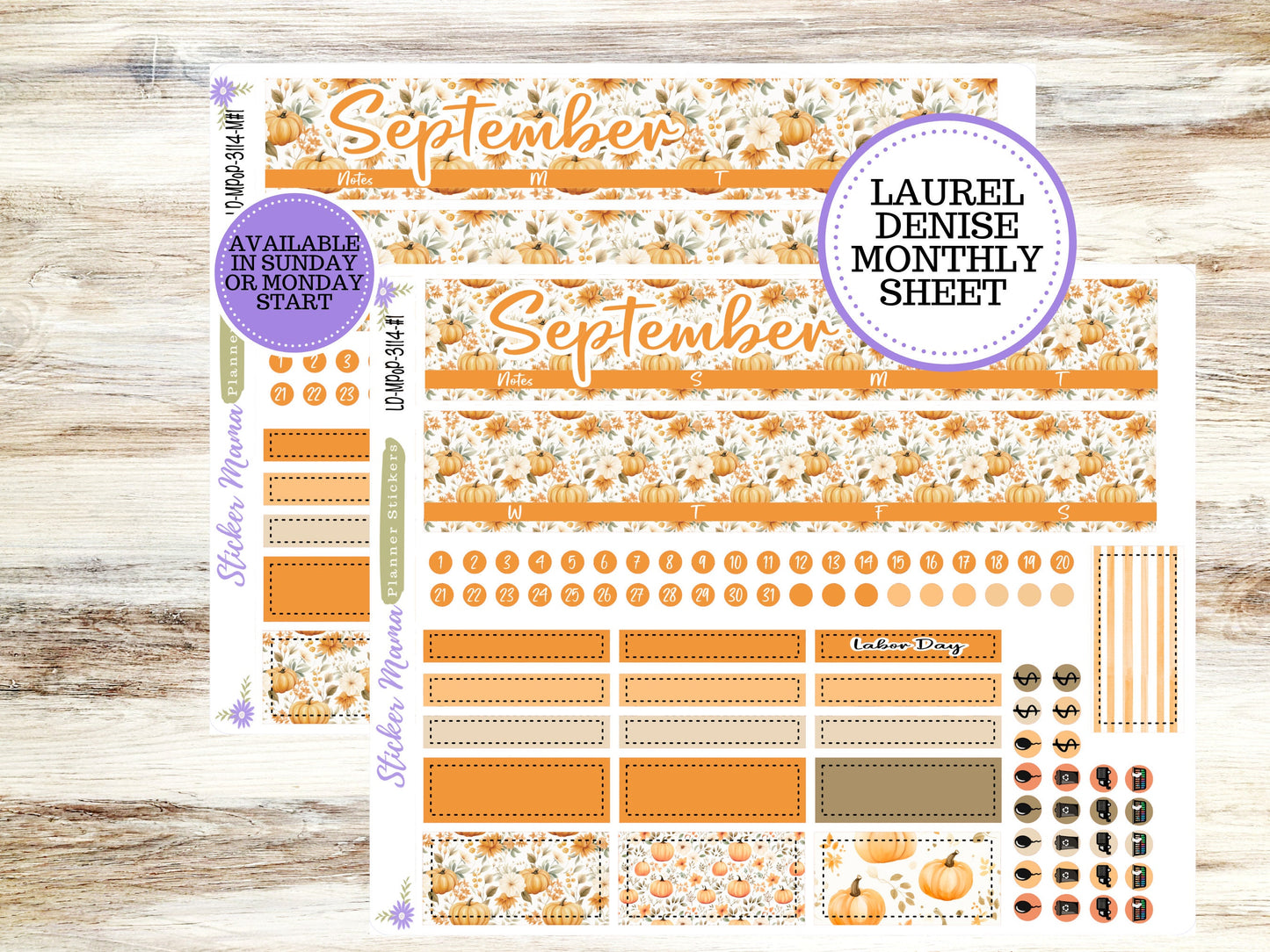 LAUREL DENISE PORTRAIT September Planner Kit #3114 || Pumpkin Paradise || Laurel Denise Kit || Laurel Denise Stickers ||  || September ld