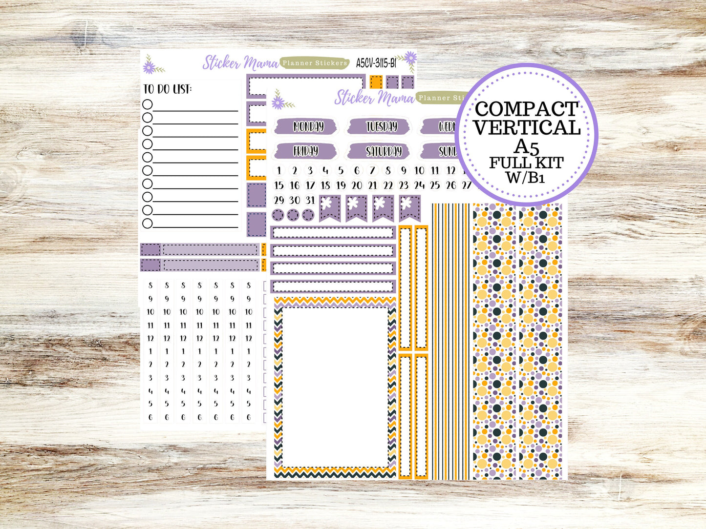 ERIN CONDREN A5 Compact Vertical-Kit #3115 ||  Spooky Palette - Planner Stickers - Erin Condren Compact Vertical Weekly Kit