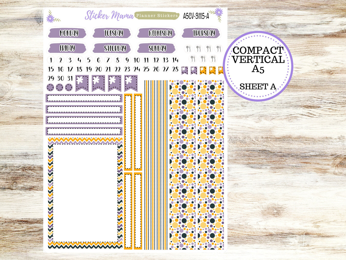 ERIN CONDREN A5 Compact Vertical-Kit #3115 ||  Spooky Palette - Planner Stickers - Erin Condren Compact Vertical Weekly Kit