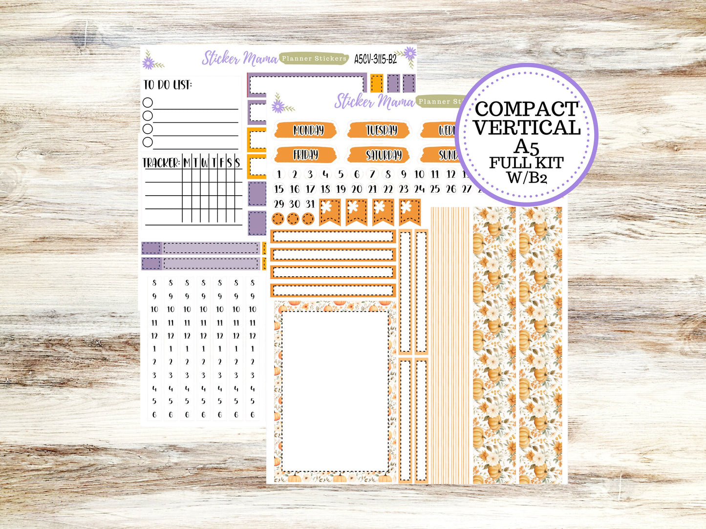 ERIN CONDREN A5 Compact Vertical-Kit #3115 ||  Spooky Palette - Planner Stickers - Erin Condren Compact Vertical Weekly Kit