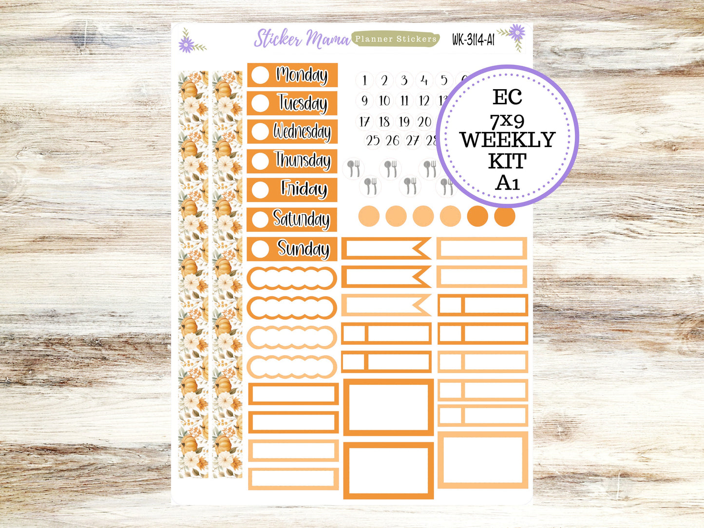 ERIN CONDREN WK-3114- Pumpkin Paradise  || Weekly Planner Kit || Erin Condren || Hourly Planner Kit || Vertical Planner Kit