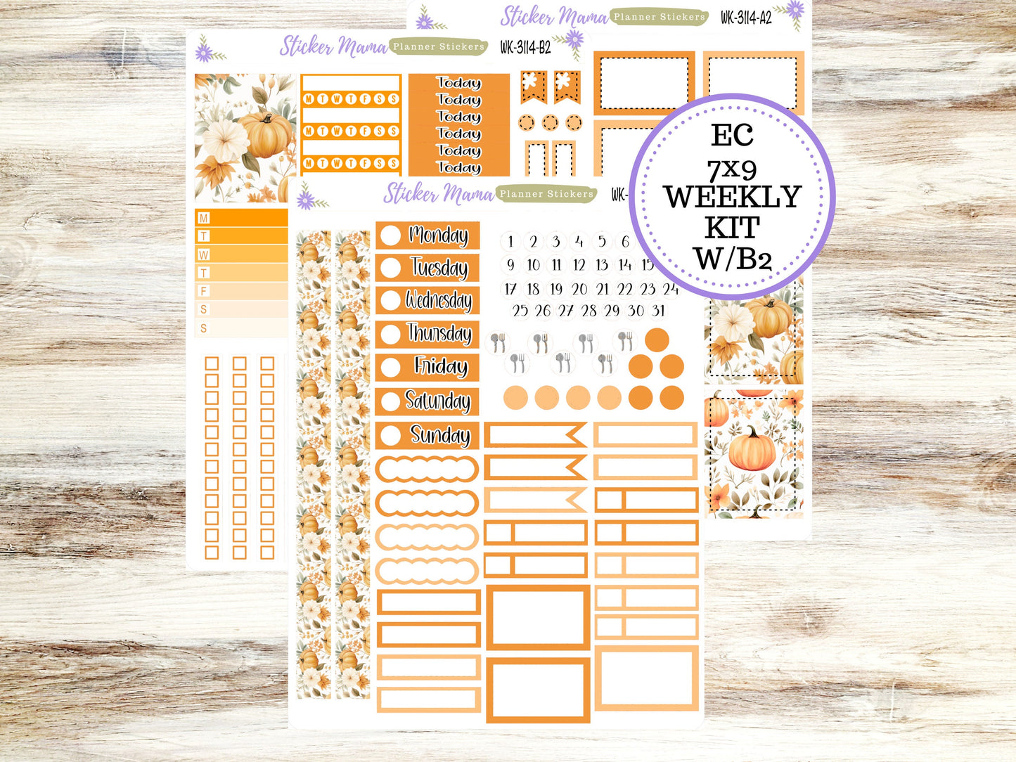 ERIN CONDREN WK-3114- Pumpkin Paradise  || Weekly Planner Kit || Erin Condren || Hourly Planner Kit || Vertical Planner Kit