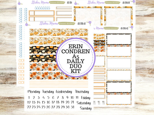 A5-DAILY DUO-Kit #3116  || Pumpkin Spice  || Planner Stickers - Daily Duo A5 Planner - Daily Duo Stickers - Daily Planner