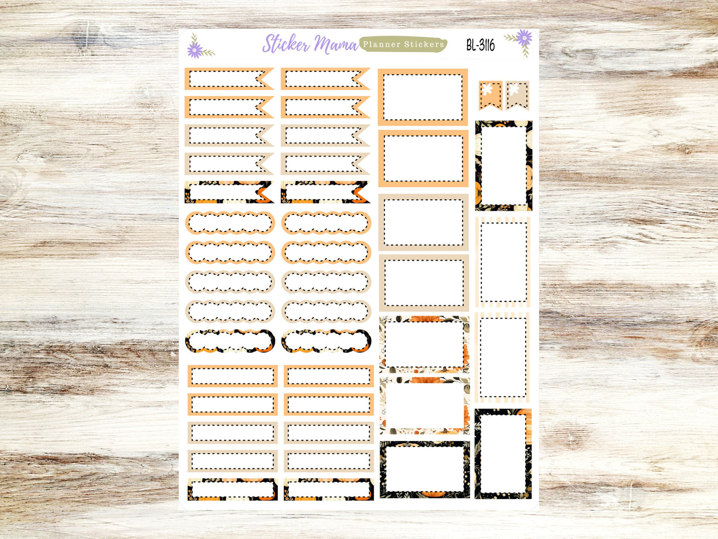 BL-3116 ||  Pumpkin Spice Stickers ||  Basic Label Stickers -  - Half Boxes - Planner Stic