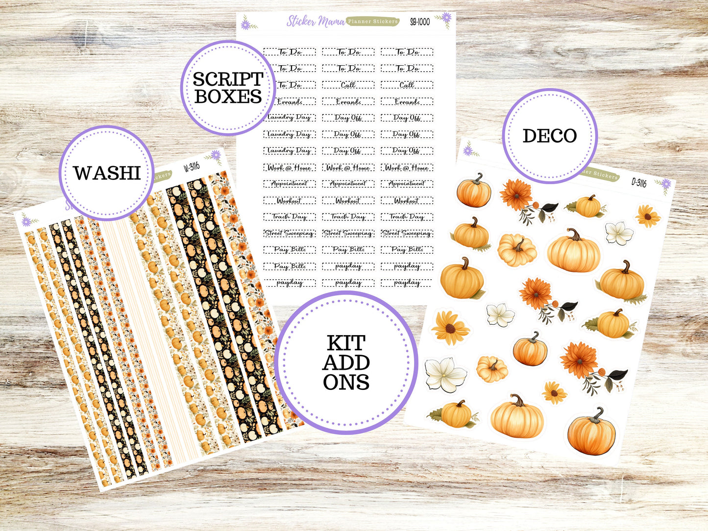 WK-3116- Pumpkin Spice  || Weekly Planner Kit || Erin Condren || Hourly Planner Kit || Vertical Planner Kit