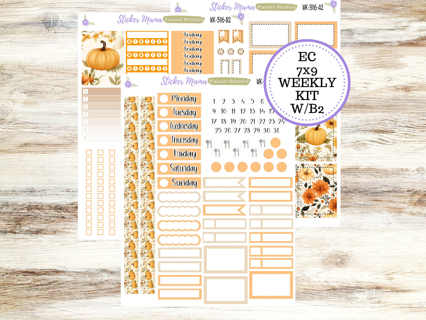 WK-3116- Pumpkin Spice  || Weekly Planner Kit || Erin Condren || Hourly Planner Kit || Vertical Planner Kit