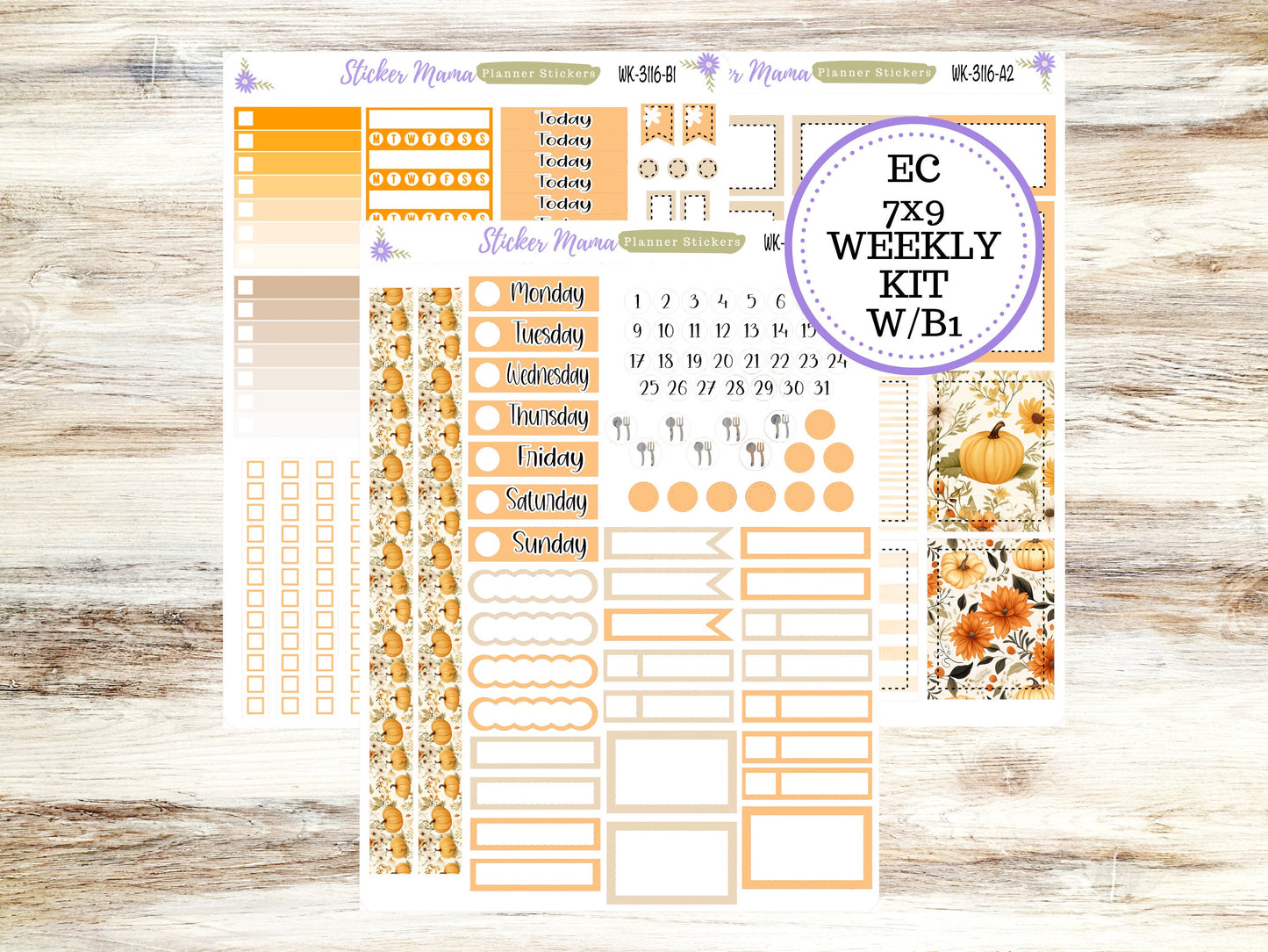 WK-3116- Pumpkin Spice  || Weekly Planner Kit || Erin Condren || Hourly Planner Kit || Vertical Planner Kit