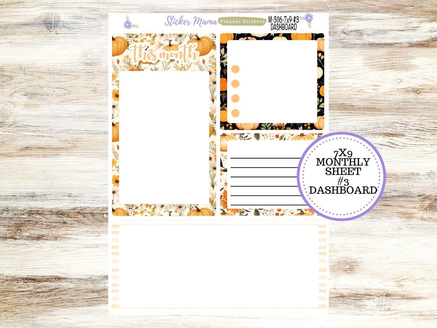 MONTHLY KIT-3116 || 7X9 ||  Pumpkin Spice Monthly  - 7x9 EC November Monthly Kit - November Monthly Planner Kits -  Monthly Pages